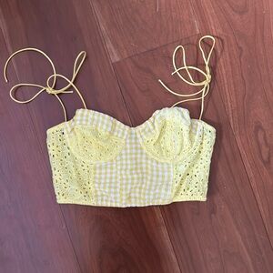 URBAN OUTFITTERS GINGHAM YELLOW CORSET TOP - WORN ONCE